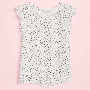 NWT Loft dotted ruffle sleeve mixed media top